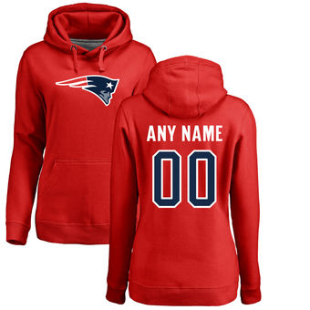 Women's New England Patriots Pro Line Red Personalized Name & Number Logo Pullover Hoodie