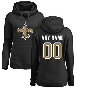 Women's New Orleans Saints Pro Line Black Any Name & Number Logo Personalized Pullover Hoodie