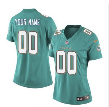 Women's Nike Miami Dolphins Customized Elite Aqua Green Team Color NFL Jersey Women's Nike Miami Dolphins Customized Elite Aqua Green Team Color NFL Jersey