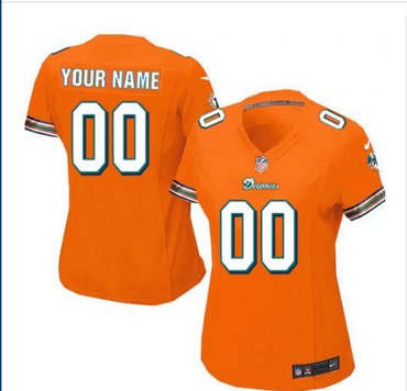 Women's Nike Miami Dolphins Customized Elite Orange Alternate NFL Jersey