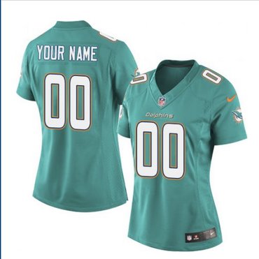 Women's Nike Miami Dolphins Customized Limited Aqua Green Team Color NFL Jersey