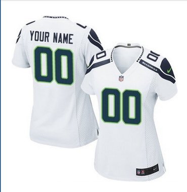 Women's Nike Seattle Seahawks Customized Elite White NFL Jersey