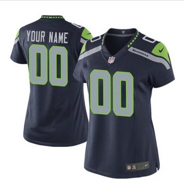 Women's Nike Seattle Seahawks Customized Limited Steel Blue Team Color NFL Jersey