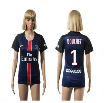 Women's Paris Saint-Germain #1 Douchez Home Soccer Club Jersey
