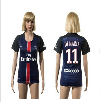 Women's Paris Saint-Germain #11 Di Maria Home Soccer Club Jersey