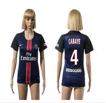 Women's Paris Saint-Germain #4 Cabaye Home Soccer Club Jersey