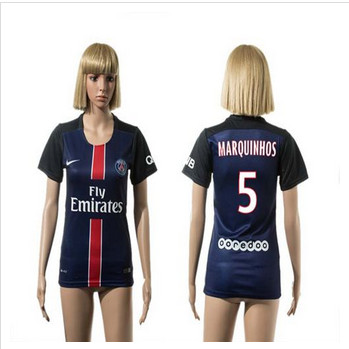 Women's Paris Saint-Germain #5 Marquinhos Home Soccer Club Jersey