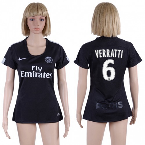 Women's Paris Saint-Germain #6 Verratti Sec Away Soccer Club Jersey Women's Paris Saint-Germain #6 Verratti Sec Away Soccer Club Jersey