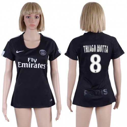 Women's Paris Saint-Germain #8 Thiago Motta Sec Away Soccer Club Jersey Women's Paris Saint-Germain #8 Thiago Motta Sec Away Soccer Club Jersey
