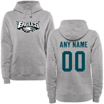 Women's Philadelphia Eagles Steel Custom Name & Number Wordmark Pullover Hoodie Women's Philadelphia Eagles Steel Custom Name & Number Wordmark Pullover Hoodie