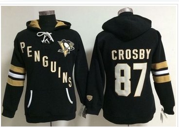 Women's Pittsburgh Penguins #87 Sidney Crosby Black Old Time Heidi NHL Hoodie