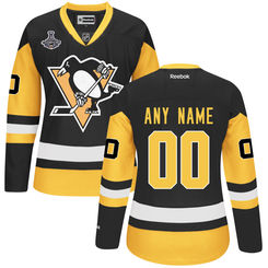 Women's Pittsburgh Penguins Reebok Black 2016 Stanley Cup Champions Premier Custom Jersey