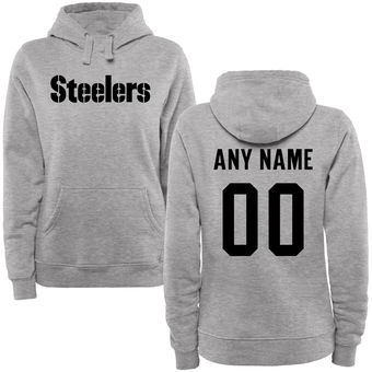 Women's Pittsburgh Steelers Steel Custom Name & Number Wordmark Pullover Hoodie Women's Pittsburgh Steelers Steel Custom Name & Number Wordmark Pullover Hoodie
