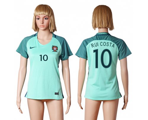Women's Portugal #10 Rui Costa Away Soccer Country Jersey Women's Portugal #10 Rui Costa Away Soccer Country Jersey