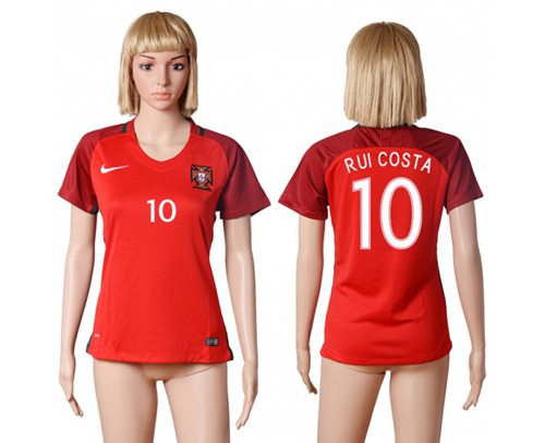 Women's Portugal #10 Rui Costa Home Soccer Country Jersey Women's Portugal #10 Rui Costa Home Soccer Country Jersey