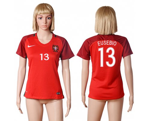 Women's Portugal #13 Eusebio Home Soccer Country Jersey Women's Portugal #13 Eusebio Home Soccer Country Jersey