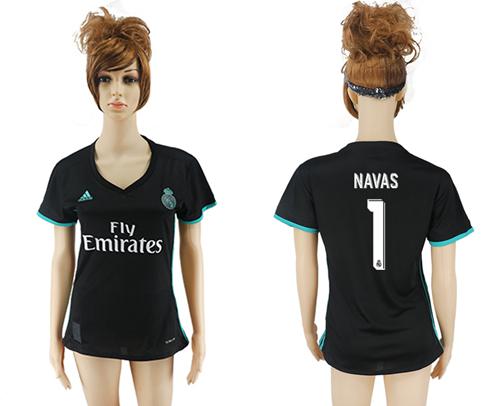 Women's Real Madrid #1 Navas Away Soccer Club Jersey