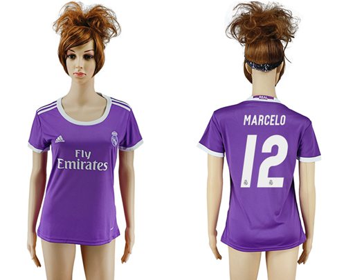 Women's Real Madrid #12 Marcelo Away Soccer Club Jersey