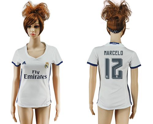 Women's Real Madrid #12 Marcelo Home Soccer Club Jersey