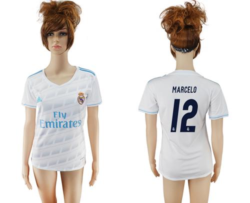 Women's Real Madrid #12 Marcelo Home Soccer Club Jersey