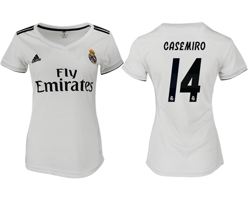 Women's Real Madrid #14 Casemiro Home Soccer Club Jersey Women's Real Madrid #14 Casemiro Home Soccer Club Jersey