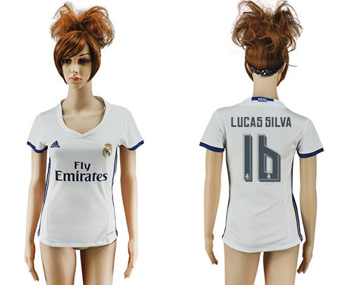 Women's Real Madrid #16 Lucas Silva Home Soccer Club Jersey