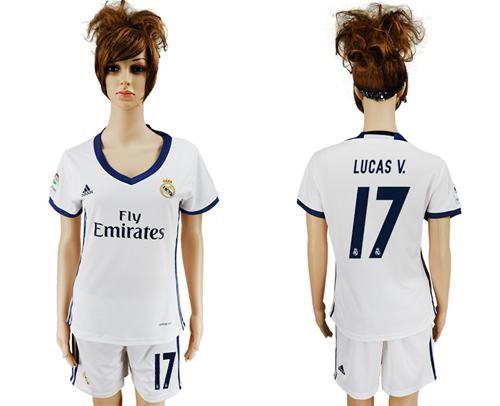 Women's Real Madrid #17 Lucas V. Home Soccer Club Jersey Women's Real Madrid #17 Lucas V. Home Soccer Club Jersey