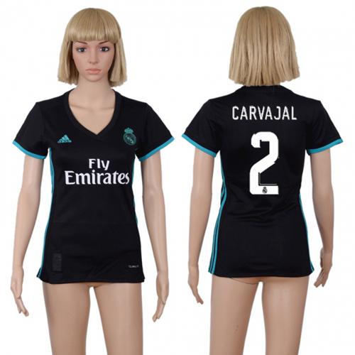 Women's Real Madrid #2 Carvajal Away Soccer Club Jersey Women's Real Madrid #2 Carvajal Away Soccer Club Jersey