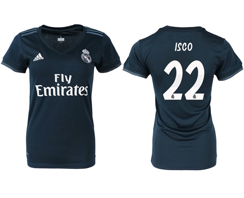 Women's Real Madrid #22 Isco Away Soccer Club Jersey Women's Real Madrid #22 Isco Away Soccer Club Jersey