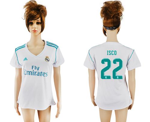 Women's Real Madrid #22 Isco Home Soccer Club Jersey