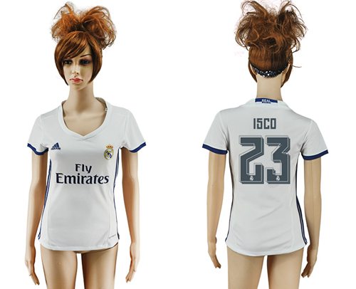 Women's Real Madrid #23 Isco Home Soccer Club Jersey
