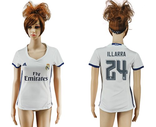 Women's Real Madrid #24 Illarra Home Soccer Club Jersey