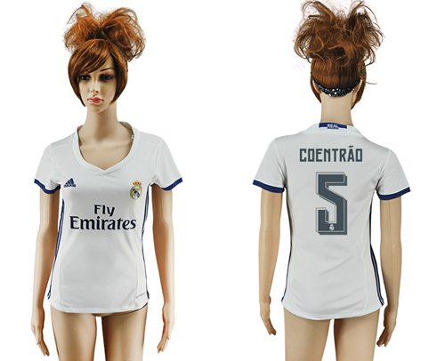 Women's Real Madrid #5 Coentrao Home Soccer Club Jersey