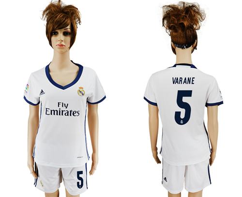 Women's Real Madrid #5 Varane Home Soccer Club Jersey Women's Real Madrid #5 Varane Home Soccer Club Jersey