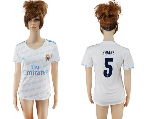 Women's Real Madrid #5 Zidane Home Soccer Club Jersey