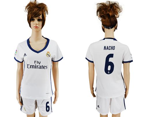 Women's Real Madrid #6 Nacho Home Soccer Club Jersey