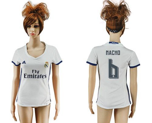 Women's Real Madrid #6 Nacho Home Soccer Club Jersey