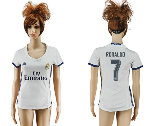 Women's Real Madrid #7 Ronaldo Home Soccer Club Jersey