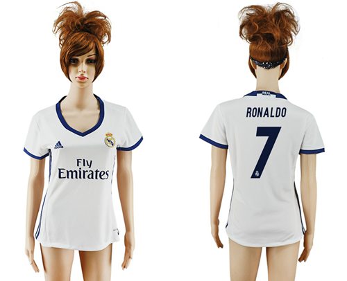 Women's Real Madrid #7 Ronaldo Home Soccer Club Jersey