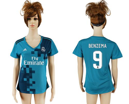 Women's Real Madrid #9 Benzema Sec Away Soccer Club Jersey Women's Real Madrid #9 Benzema Sec Away Soccer Club Jersey