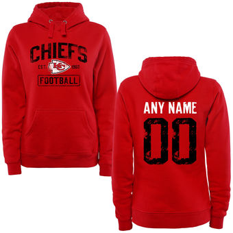 Women's Red Kansas City Chiefs Distressed Custom Name & Number Pullover Hoodie Women's Red Kansas City Chiefs Distressed Custom Name & Number Pullover Hoodie