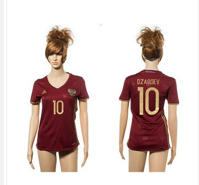 Women's Russia #10 Dzagoev Red Home Soccer Country Jersey Women's Russia #10 Dzagoev Red Home Soccer Country Jersey