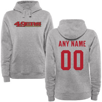 Women's San Francisco 49ers Steel Custom Name & Number Wordmark Pullover Hoodie