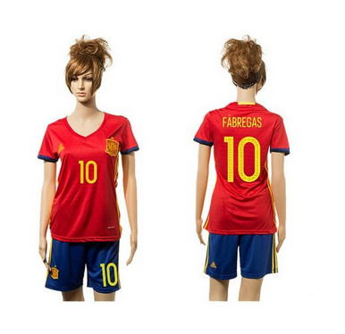 Women's Spain #10 Fabregas Red Home Soccer Country Jersey