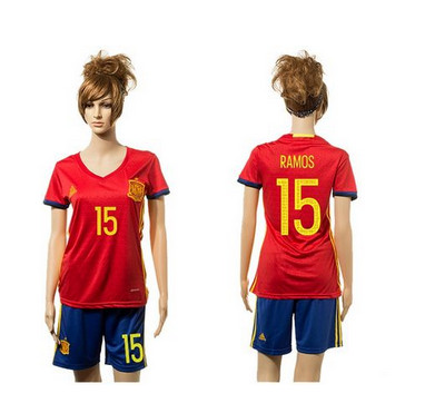 Women's Spain #15 Ramos Red Home Soccer Country Jersey