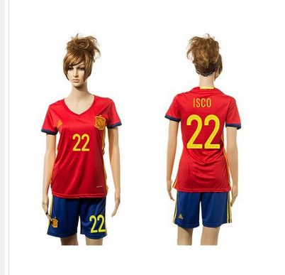 Women's Spain #22 Isco Red Home Soccer Country Jersey
