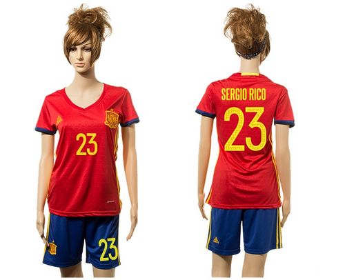 Women's Spain #23 Sergio Rico Red Home Soccer Country Jersey