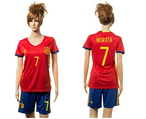 Women's Spain #7 Morata Red Home Soccer Country Jersey