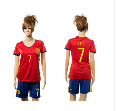 Women's Spain #7 Paul Red Home Soccer Country Jersey Women's Spain #7 Paul Red Home Soccer Country Jersey