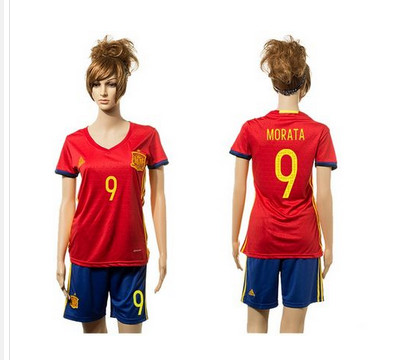 Women's Spain #9 Morata Red Home Soccer Country Jersey
